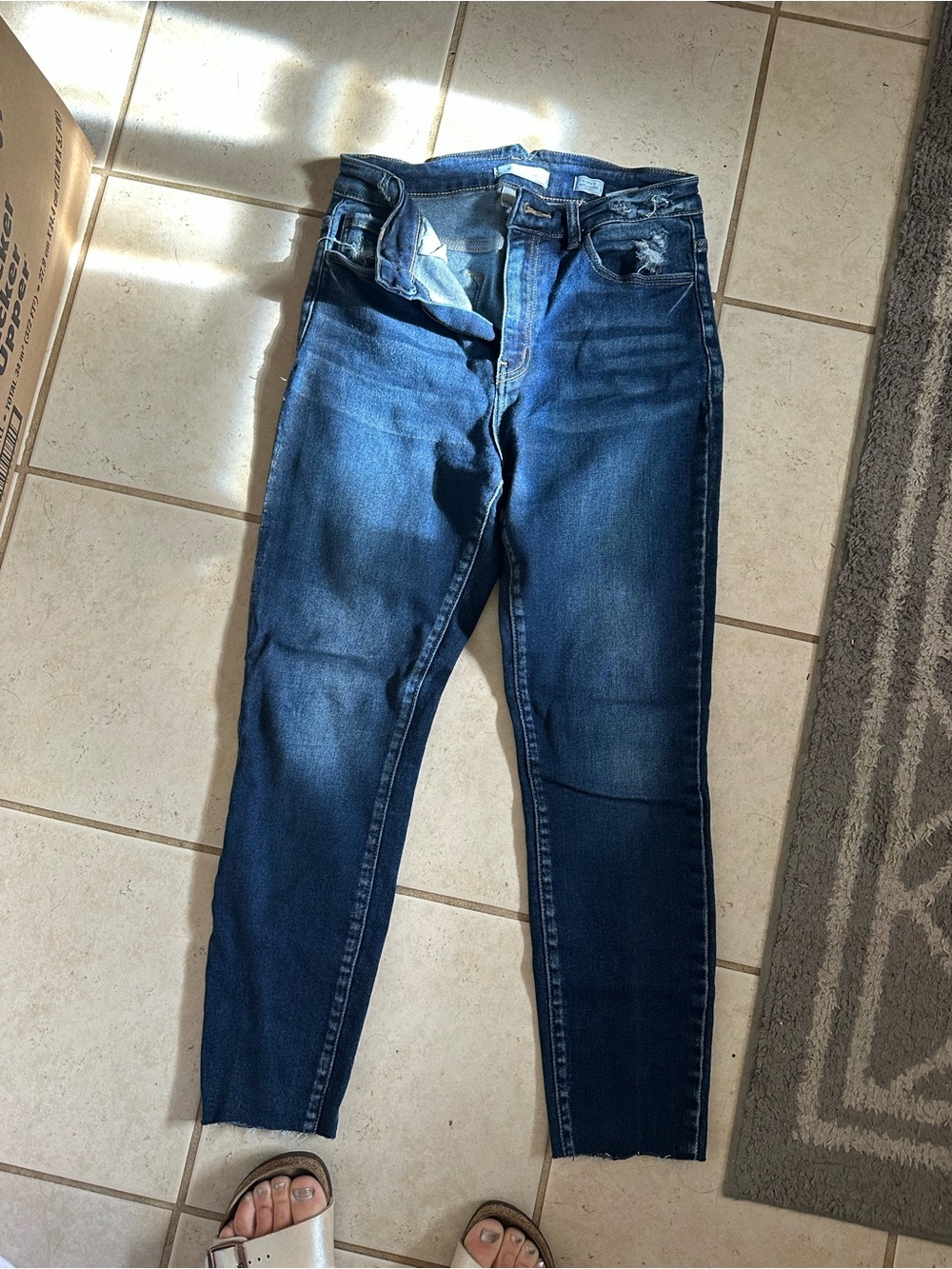 KanCan Dark Blue Skinny Jeans with Faded Details